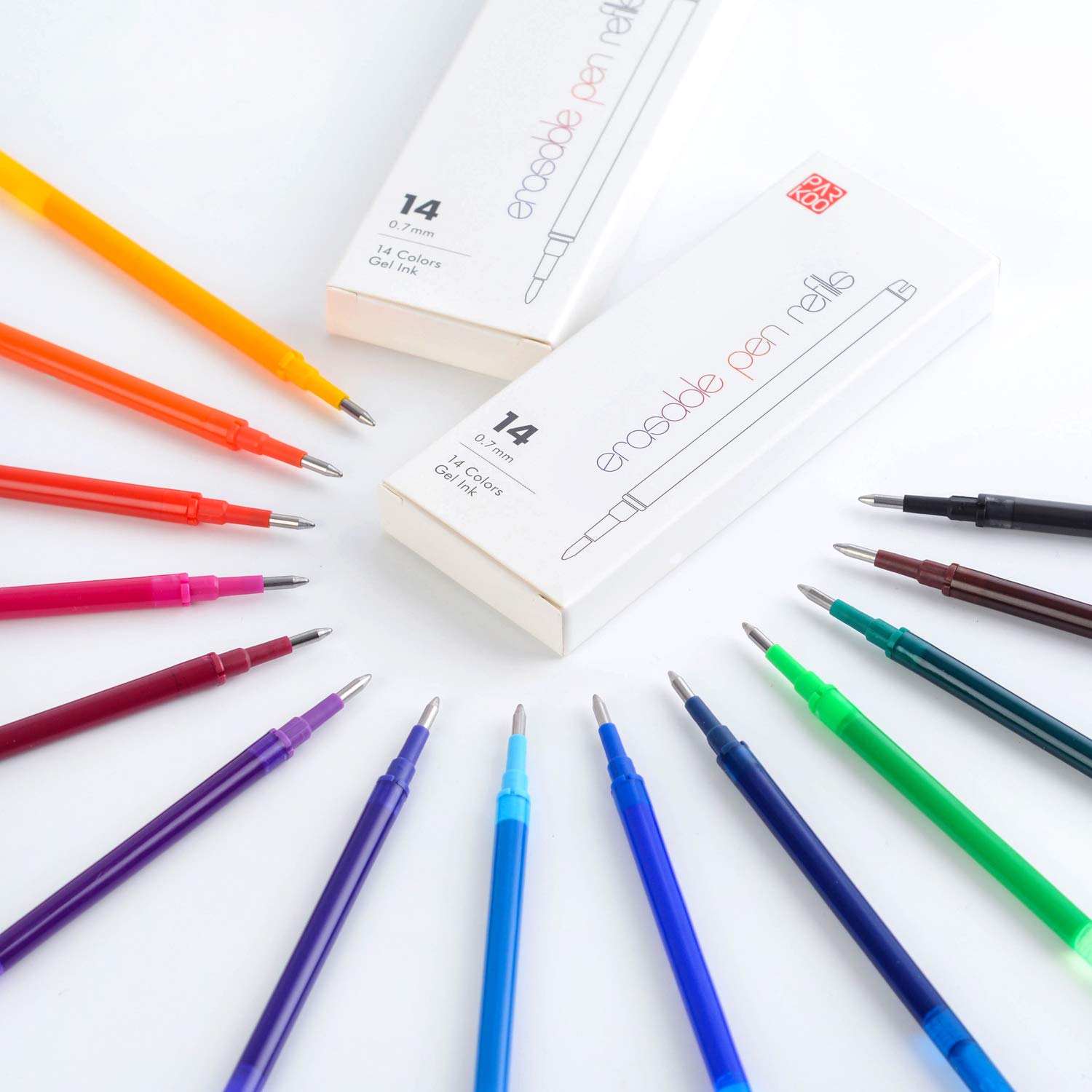 **ParKoo Gel Ink Refills - Compatible with FriXion & Friction Erasable Gel Pens, 0.7mm Fine Point, 14 Vibrant Colors - Ideal for Note-Taking, Journaling & School Work**