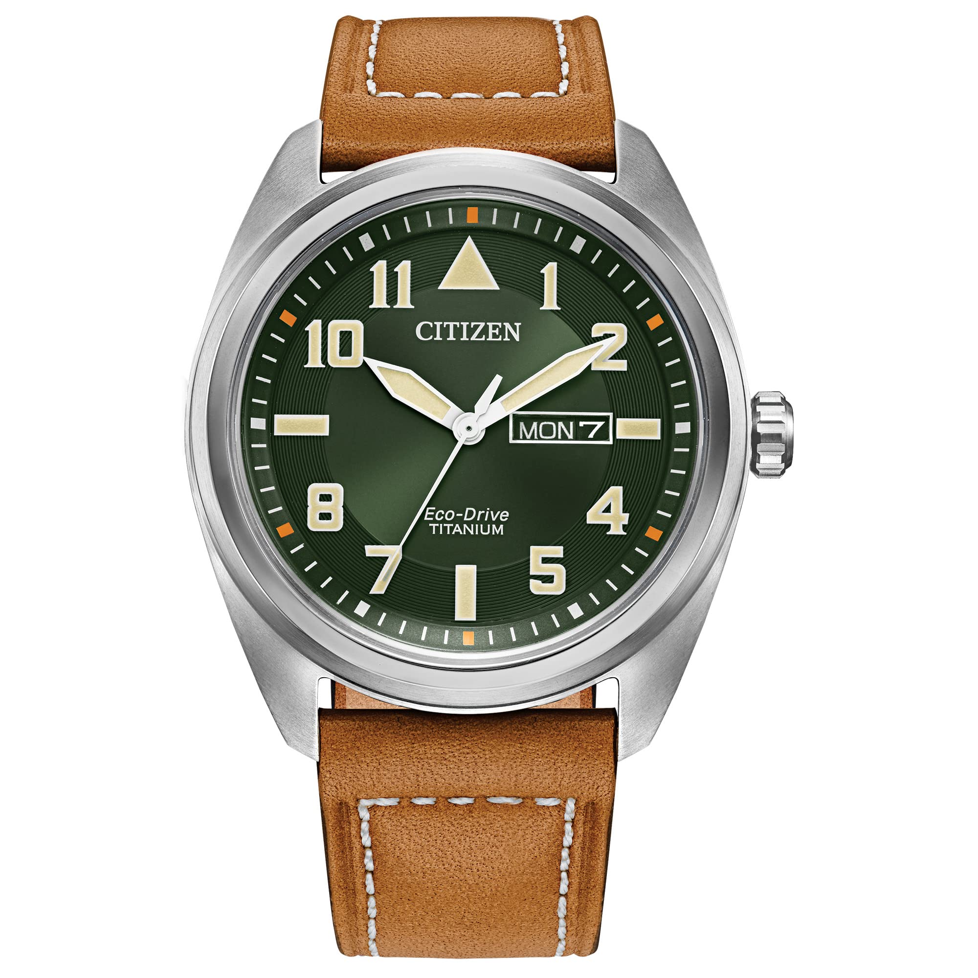 Citizen Men's Eco-Drive Sport Watch - Super Titanium® Case, Sapphire Crystal, Arabic Numerals, Day/Date Display | Water Resistant Field Watch for Outdoor Adventures & Casual Wear