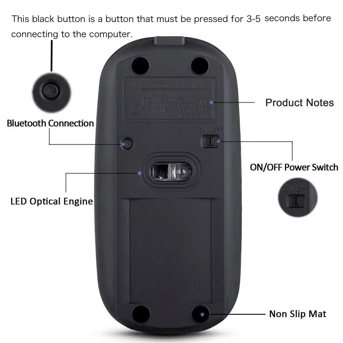 KLO Bluetooth Wireless Mouse for MacBook, Laptop, Notebook, PC, iPad & Chromebook - Compatible with MacBook Air/Pro (Grey) | Perfect for Office, Home & Travel Use