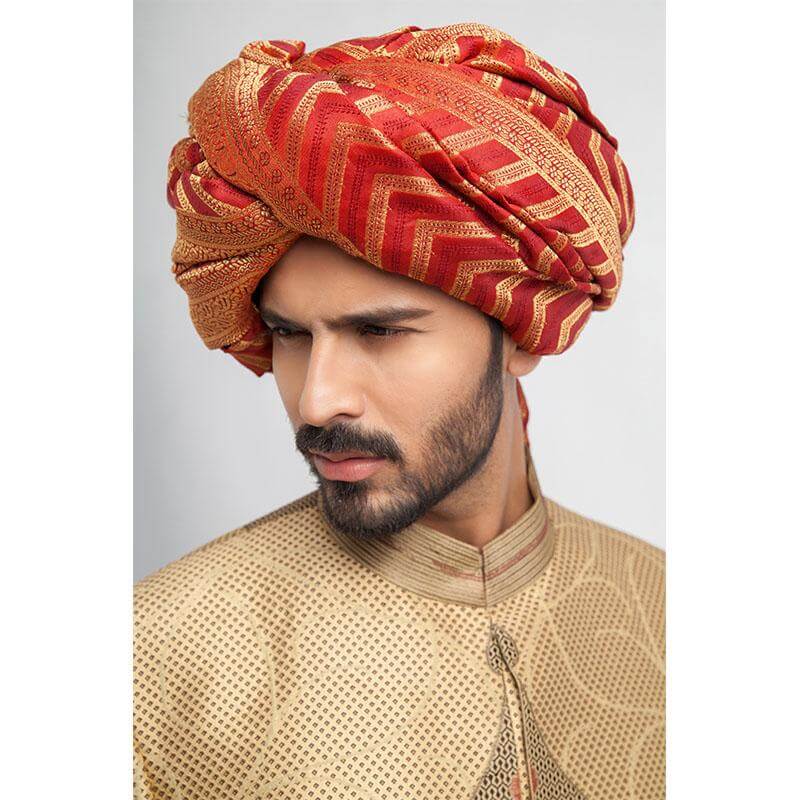 Antique Gold Grey Red Brocade Sherwani for Men - Elegant Indian Wedding Attire, Groom Outfit, Festive Occasion Wear, Cultural Ceremony Formal Dress