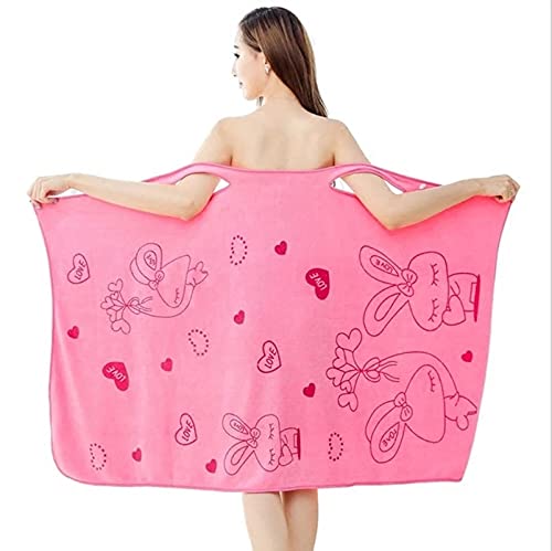 Premium Microfiber Soft Bath Towel - Ultra Absorbent Quick Dry Bathrobe for Women, Light Purple Rabbit Print, Spa & Beach Wear, Lounge & Poolside Cover-Up, Perfect for Vacation, Yoga and Relaxation at Home