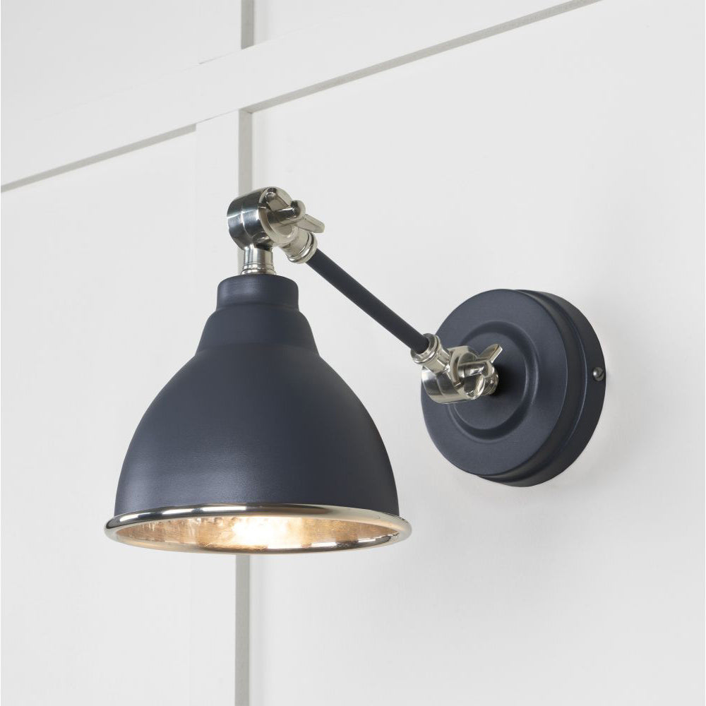 Hammered Nickel Brindley Wall Light - Vintage Industrial Sconce in Multiple Finishes - Perfect for Bedroom, Living Room & Hallway Lighting