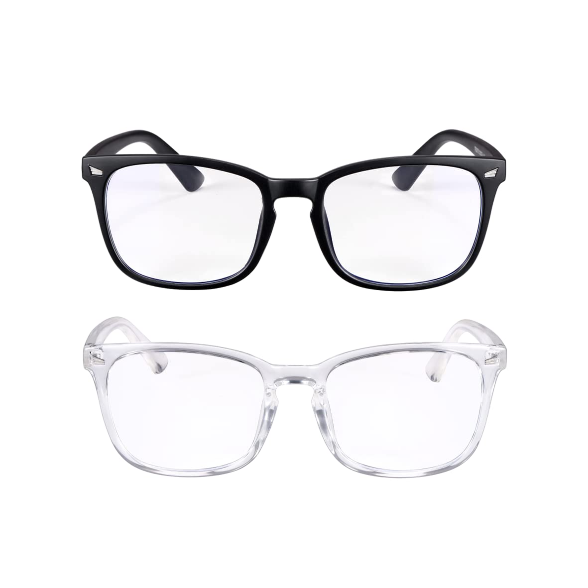 2-Pack Blue Light Blocking Glasses for Women & Men - Anti Eyestrain Computer Glasses, Non-Prescription Fashion Frames for Office Work, Gaming & Outdoor Use (UV Protection & HD Vision)