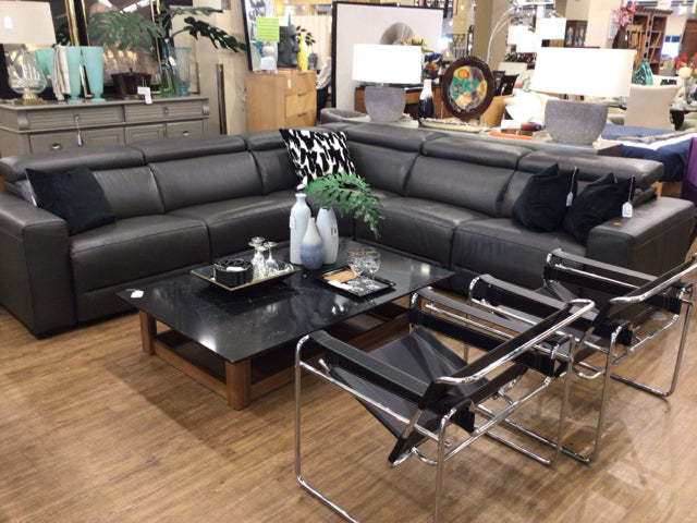 Premium Leather Power Reclining 5-Piece Sectional Sofa Set with USB Chargers - Modern Living Room Furniture for Home Theater & Family Gatherings