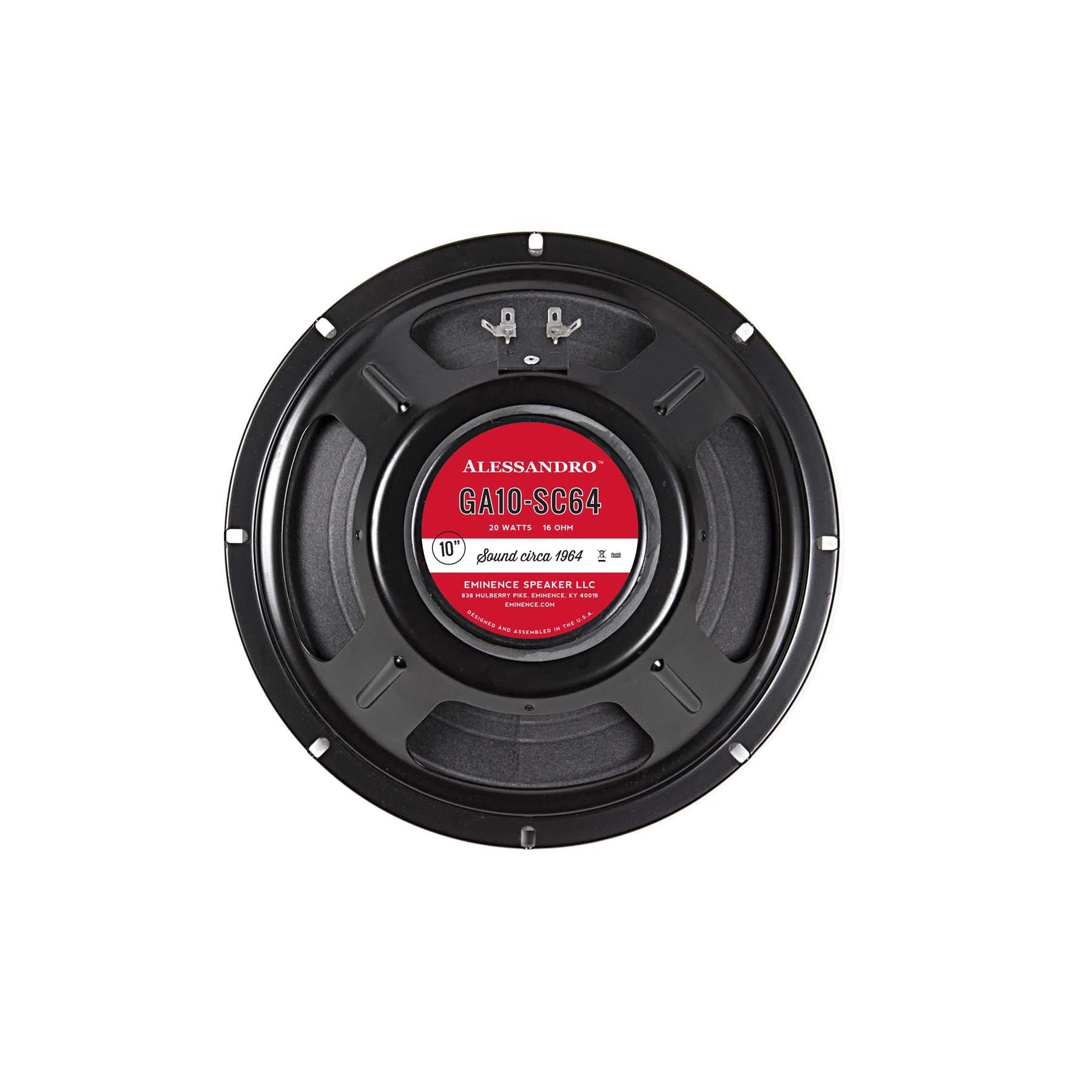 Eminence GA10 SC64 16 Ohm 10-Inch 20W Guitar Speaker - George Alessandro Approved for Blues, Rock & Vintage Amp Tones