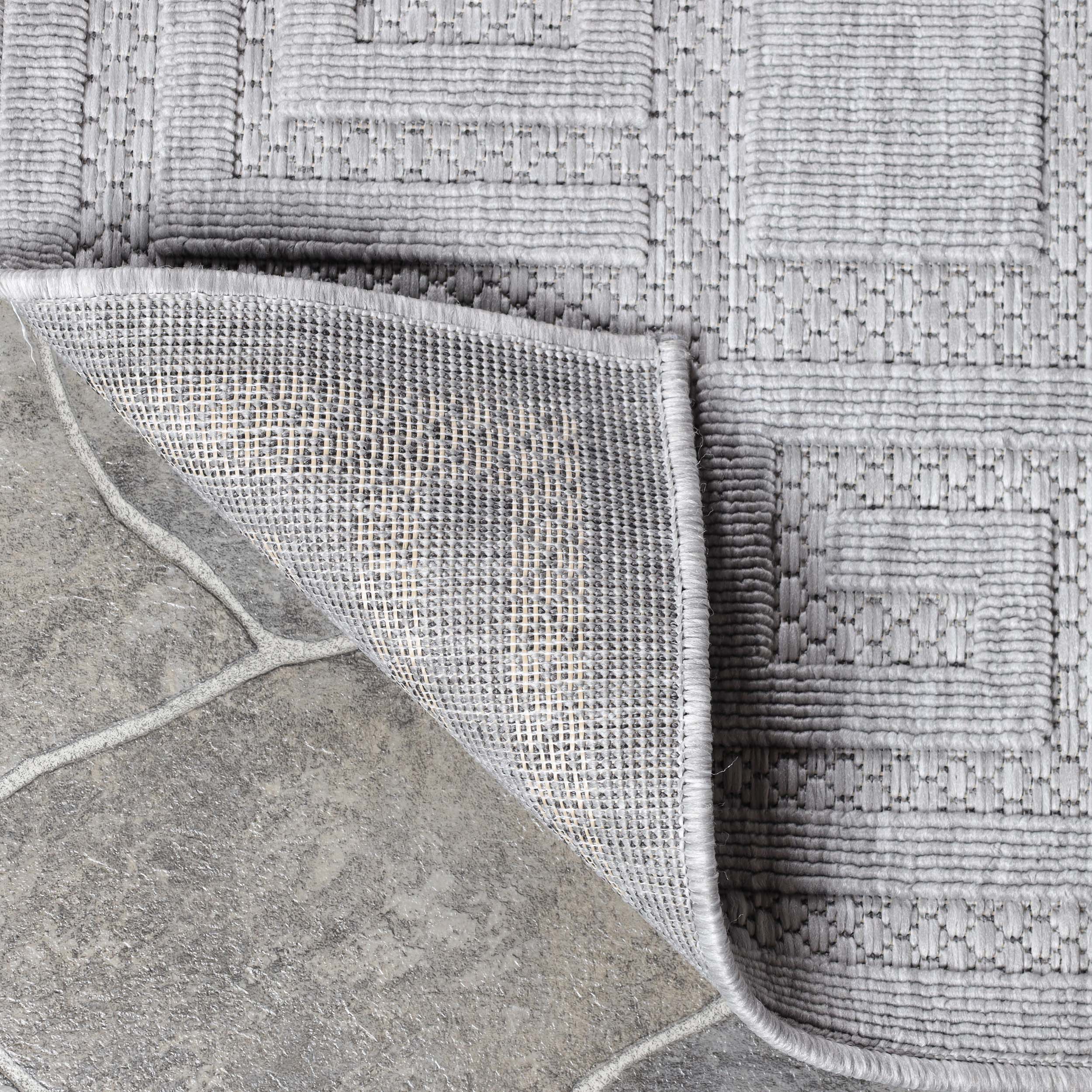 Modern Geometric Greek Key Pattern Rug - Non-Slip Indoor Outdoor Area Carpet for Living Room, Bedroom, Patio & Deck - Soft & Durable Home Decor
