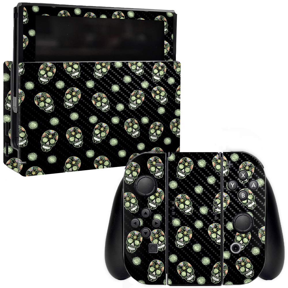 Premium Carbon Fiber Skin for Nintendo Switch - Nighttime Skulls Design | Protective & Durable Textured Cover | Easy to Apply & Remove | Made in USA | Perfect for Gaming Protection & Style Enhancement