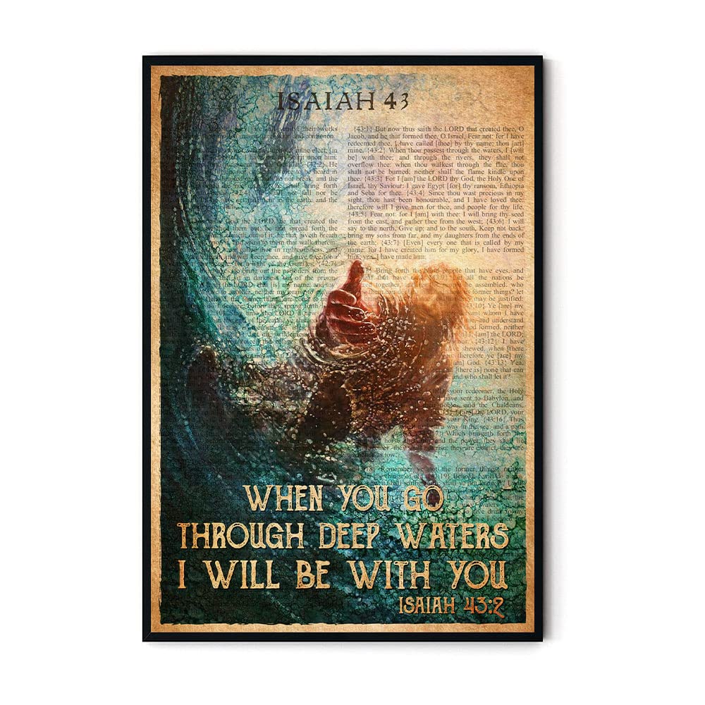 Isaiah 43:2 Bible Verse Wall Art - Religious Christian Poster for Home & Church Decor