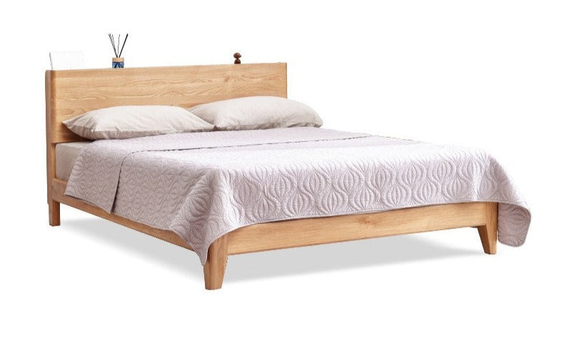 Solid Oak Wood LED Bed Frame with Built-in Lighting - Perfect for Modern Bedrooms, Guest Rooms, and Cozy Home Decor