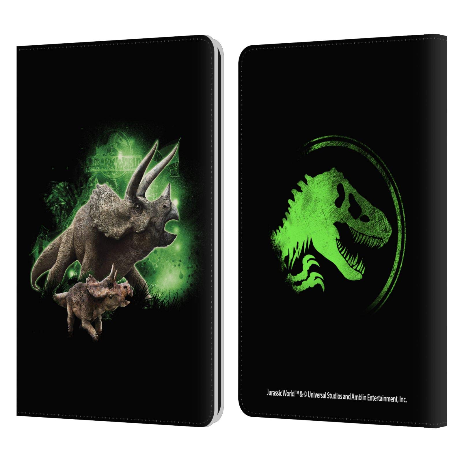 Officially Licensed Jurassic World Triceratops Leather Book Wallet Case for Kindle Paperwhite 1/2/3 - Durable Kindle Cover with Key Art Design - Perfect for Reading, Travel & Book Lovers