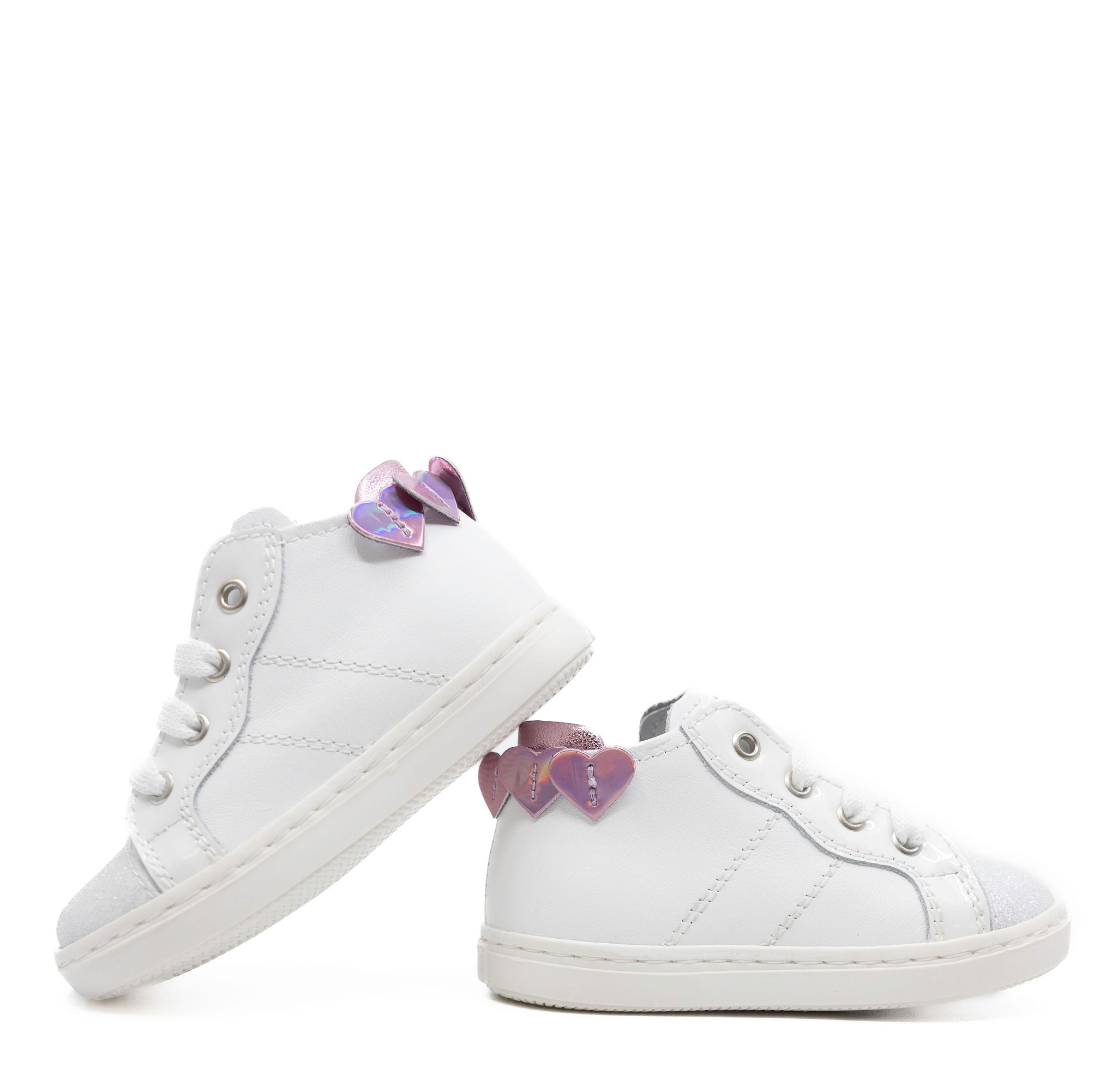 Beberlis White Hearts Sparkly Baby Sneakers - Adorable Glitter First Walkers for Girls & Boys | Perfect for Special Occasions, Photoshoots & Everyday Play