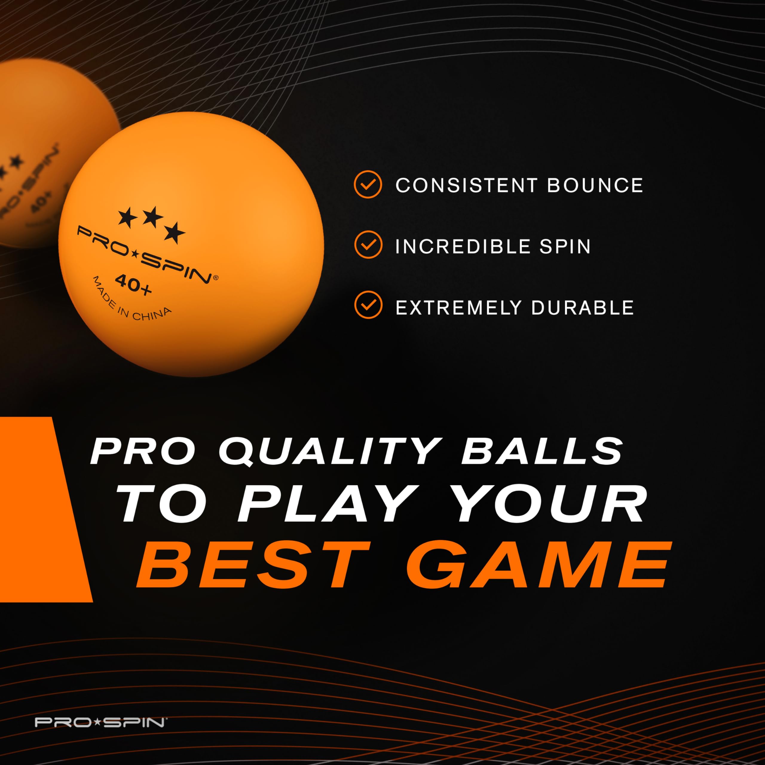PRO SPIN 3-Star Premium Orange Table Tennis Balls - 40+ ABS High-Performance Ping Pong Balls for Professional Play | Durable Indoor & Outdoor Use | Perfect for Tournaments, Training, and Family Fun