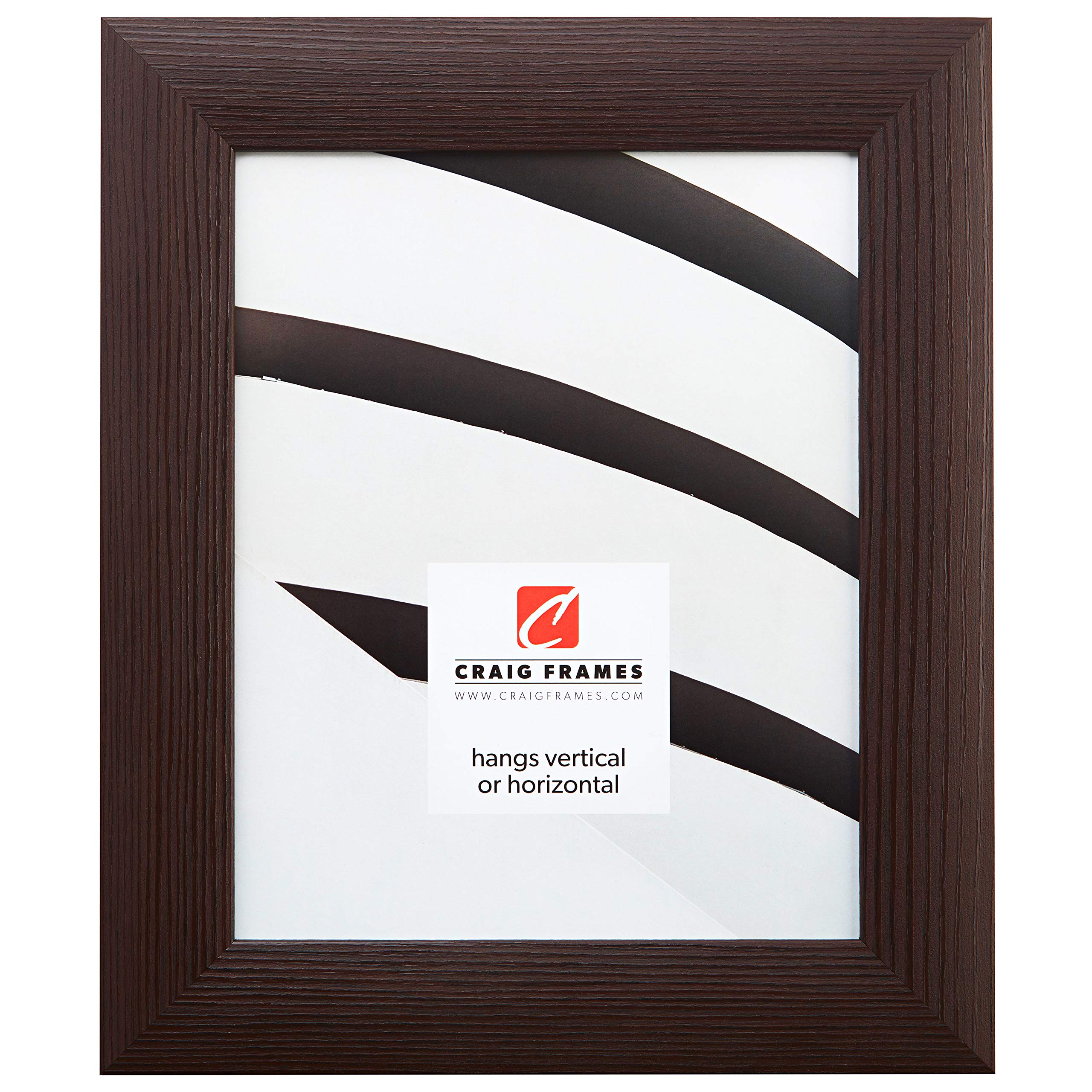 Craig Frames 12x36 Inch Brown Wood Composite Picture Frame - 1.635-Inch Wide Wall Photo Frame for Home Decor, Office, Gallery Display & Artwork Protection