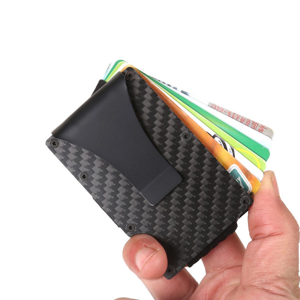 Premium Carbon Fiber Credit Card Holder - Slim Minimalist RFID Blocking Front Pocket Wallet with Money Clip for Men | Ideal for Business Cards, Cash & Everyday Carry