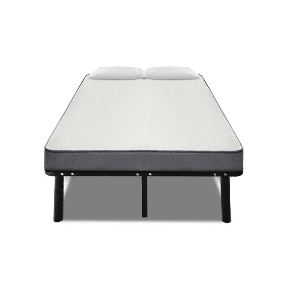 Queen Size Black Metal Iron Bed Frame with Wooden Slats - Sturdy Support for Twin, Full, Queen Beds | Perfect for Modern Bedrooms, Guest Rooms & Dormitories