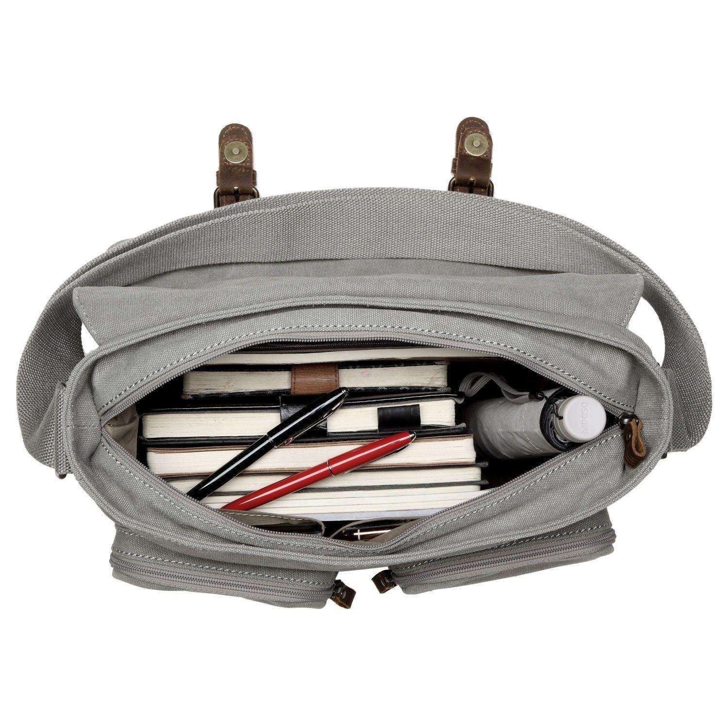 TRP0210 Troop London Classic Canvas Messenger Bag for Men & Women - Durable Waterproof Crossbody Bag for Work, Travel & School - Stylish Laptop Briefcase with Adjustable Strap