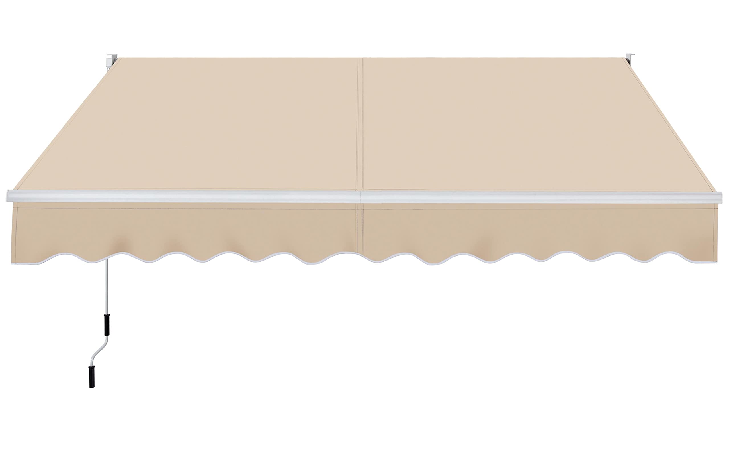 Topeakmart 10 x 8 FT Manual Retractable Patio Awning - Aluminum Deck Awning with Crank Handle & 280g/m² Polyester Fabric for Outdoor Shade - Perfect for Deck, Balcony, Garden, Backyard (Beige)