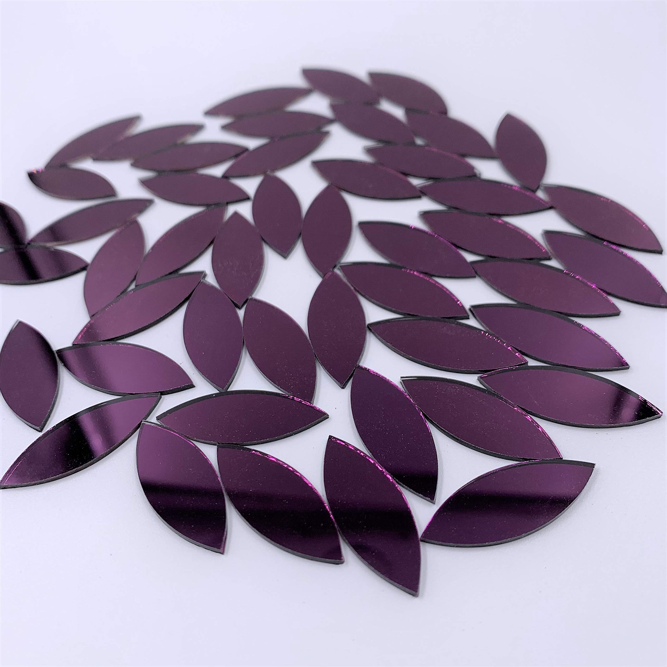 150pcs Purple Petal Shaped Mirror Mosaic Tiles for DIY Crafts, Home Decor, Wall Art, and Garden Accents | Decorative Glass Pieces for Mosaic Projects, Furniture Upcycling & Wedding Decorations