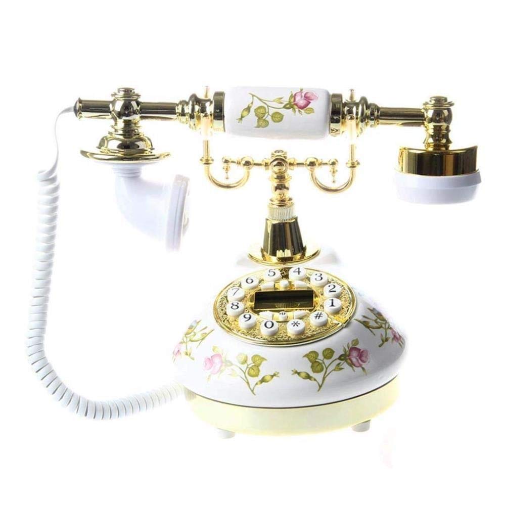 Vintage Retro Antique Telephone - Classic 60s Golden Dial Corded Landline Phone with Ceramic Cord | Perfect for Home, Office & Vintage Decor | Old Fashioned Handset for Nostalgic & Themed Spaces