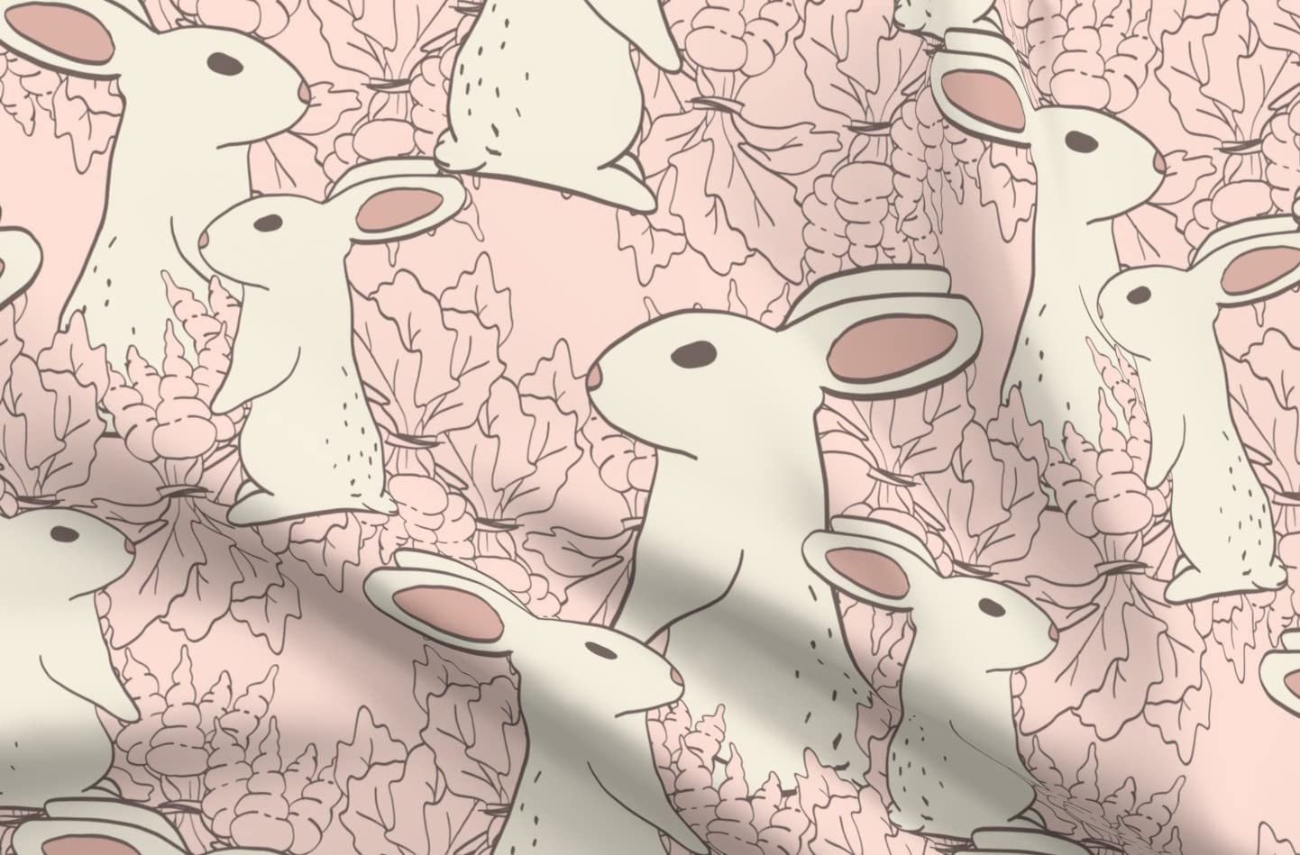 Whimsical Bunny Girl Easter Spring Pink Woodland Printed Minky Fabric by The Yard - Soft Plush for Sewing Baby Blankets, Quilt Backing & Nursery Decor | Perfect for DIY Crafts, Home Decor & Seasonal Projects