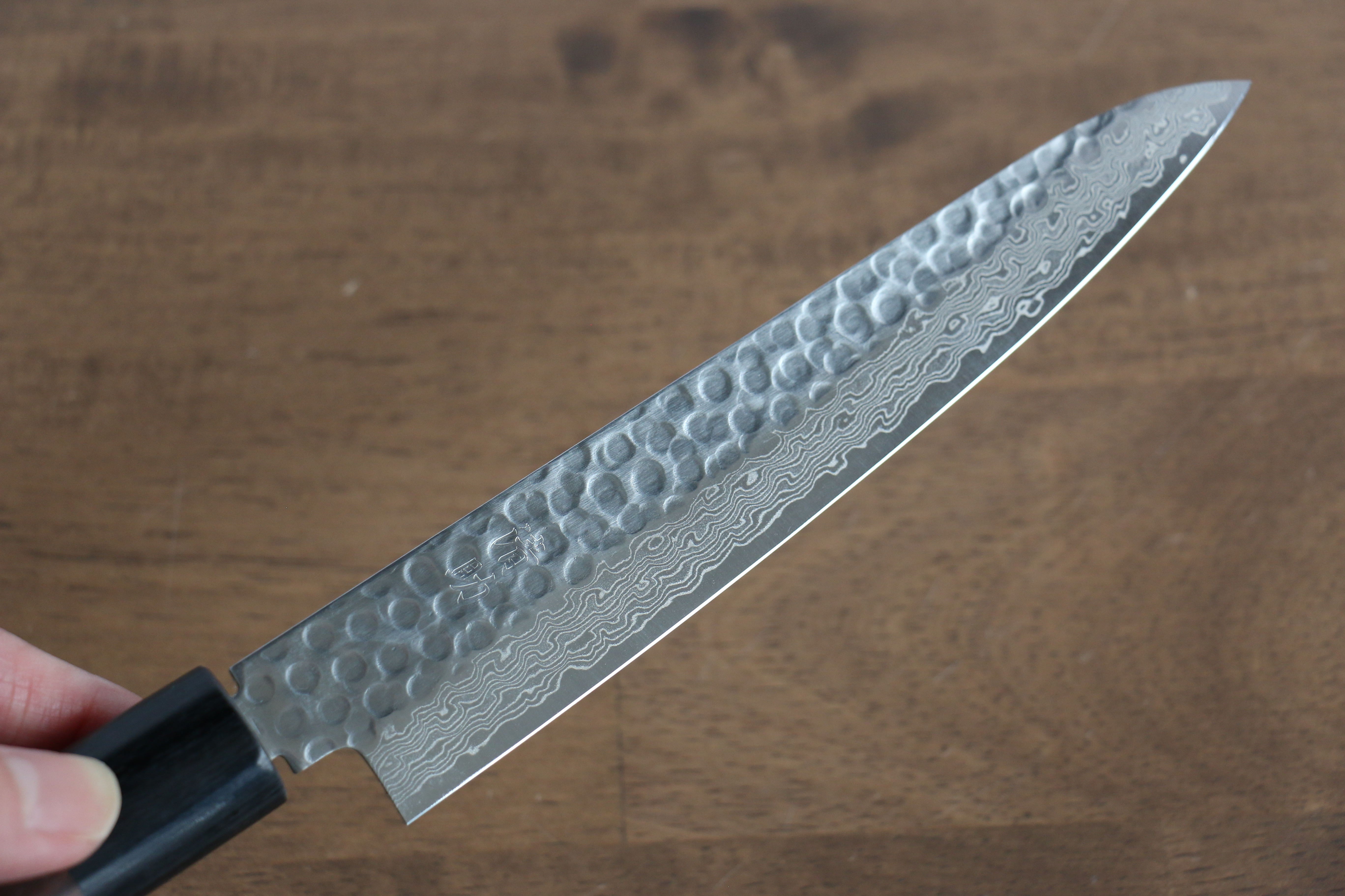 Premium Seisuke VG10 16-Layer Hammered Damascus Petty Utility Knife - 150mm Shitan Handle - Perfect for Slicing Fruits, Vegetables & Precision Kitchen Tasks