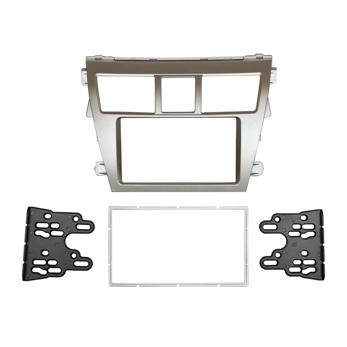 Double Din Car Stereo Dash Installation Mount Trim Kit for Toyota Vios Belta Yaris Sedan - Perfect for Seamless Audio Upgrade & Custom Dashboard Installation