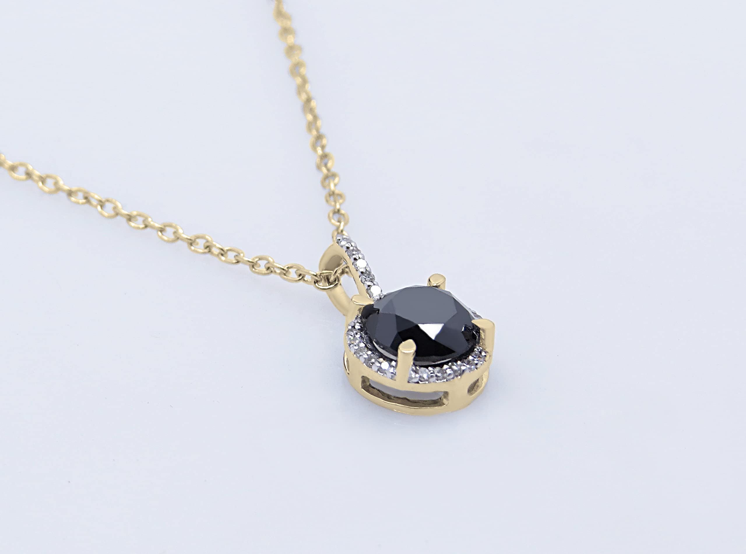 Dazzlingrock Collection 18K Solid Yellow Gold Round Gemstone & White Diamond Women's Halo Pendant Necklace with Gold Chain - Elegant Jewelry Gift for Anniversary, Birthday & Special Occasions