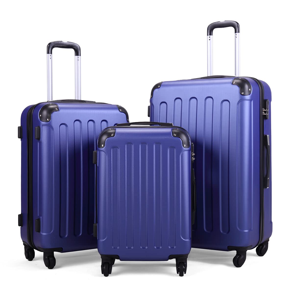 3-Piece Expandable ABS Hardshell Luggage Set - Lightweight Durable Carry-On Suitcase with 360° Spinner Wheels (20/24/28 Inch, Blue) - Perfect for Air Travel, Business Trips & Family Vacations