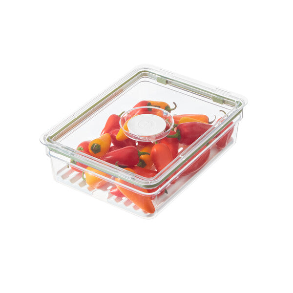 Fresh Large Short Bin with Insert Tray - Durable Storage Container for Kitchen, Bathroom & Office Organization