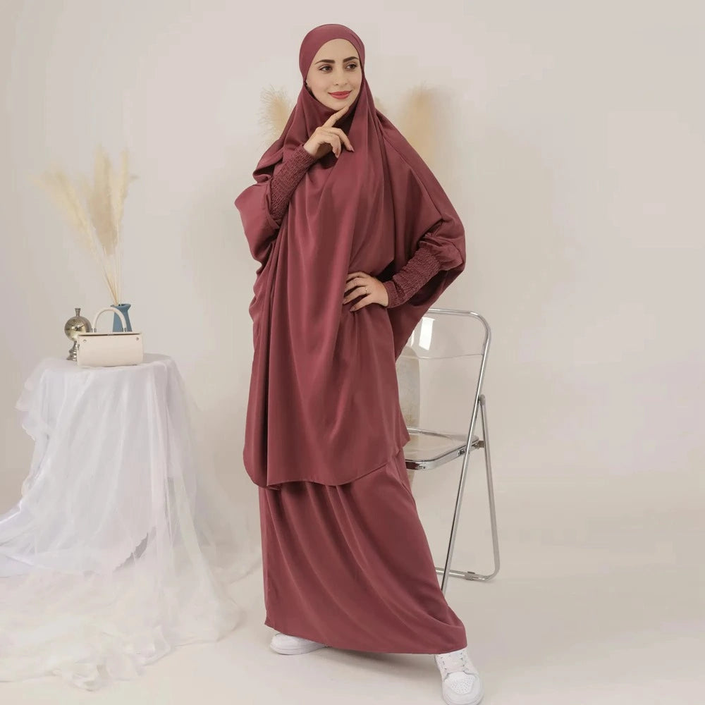 2-Piece Jilbab Skirt Set with Matching Top and Robe - Modest Islamic Prayer Outfit for Women - Perfect for Daily Wear, Mosque Visits, and Special Occasions