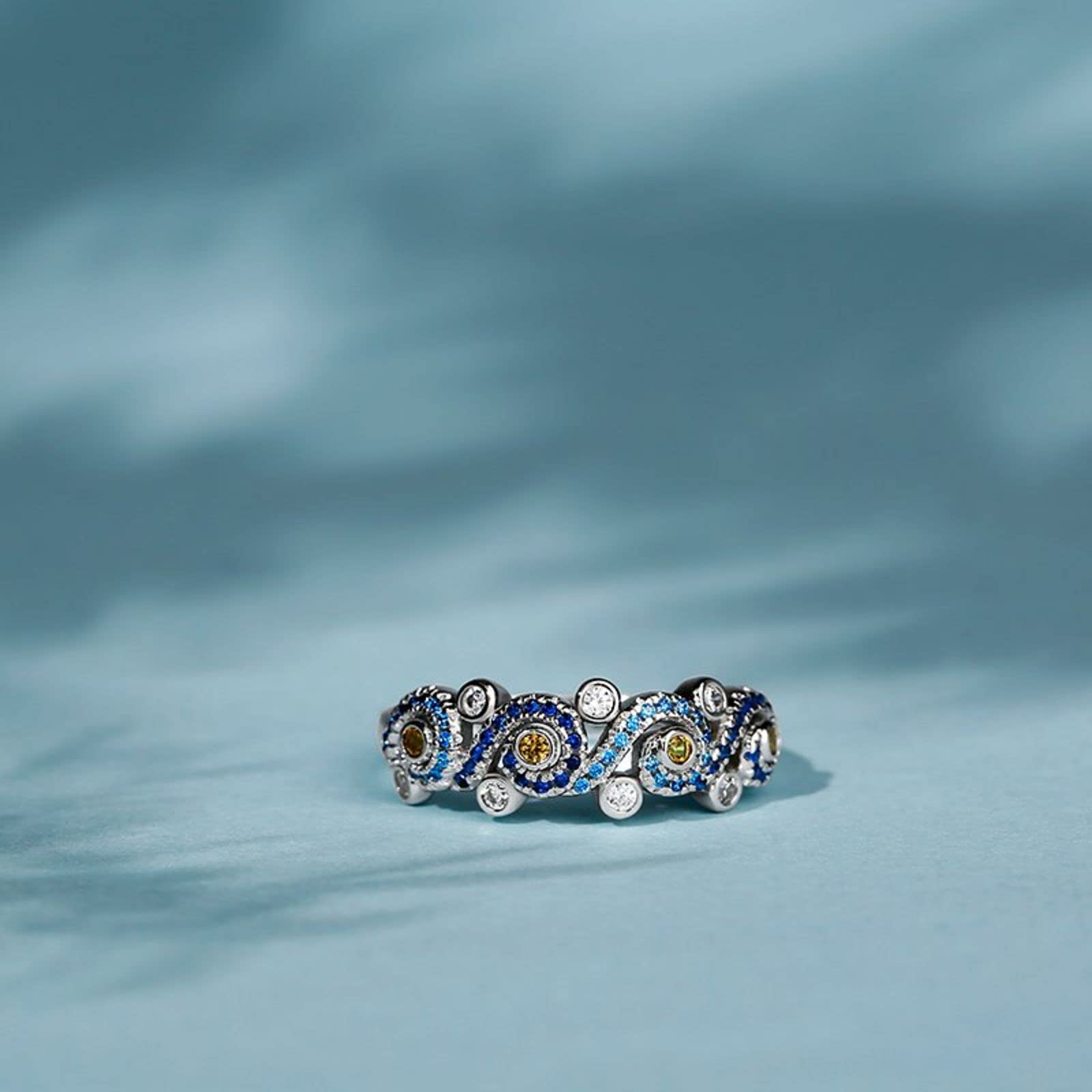 Jeulia Promise Engagement Ring - The Starry Night Round Cut CZ Sterling Silver Diamond Bridal Set | Anniversary Wedding Ring for Her | Valentine's Day Gift with Jewelry Box | Perfect for Proposals, Anniversaries & Romantic Occasions
