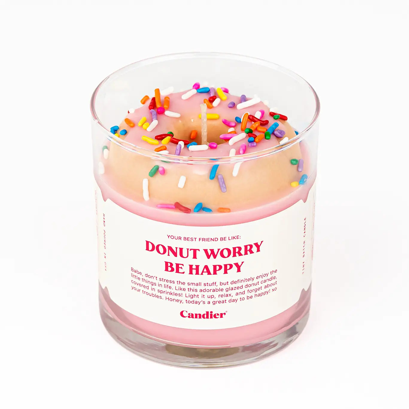 Donut Worry Scented Candle - Sweet Glazed Donut Aroma for Home Relaxation & Stress Relief - Perfect for Bedroom, Bathroom, and Gift Giving