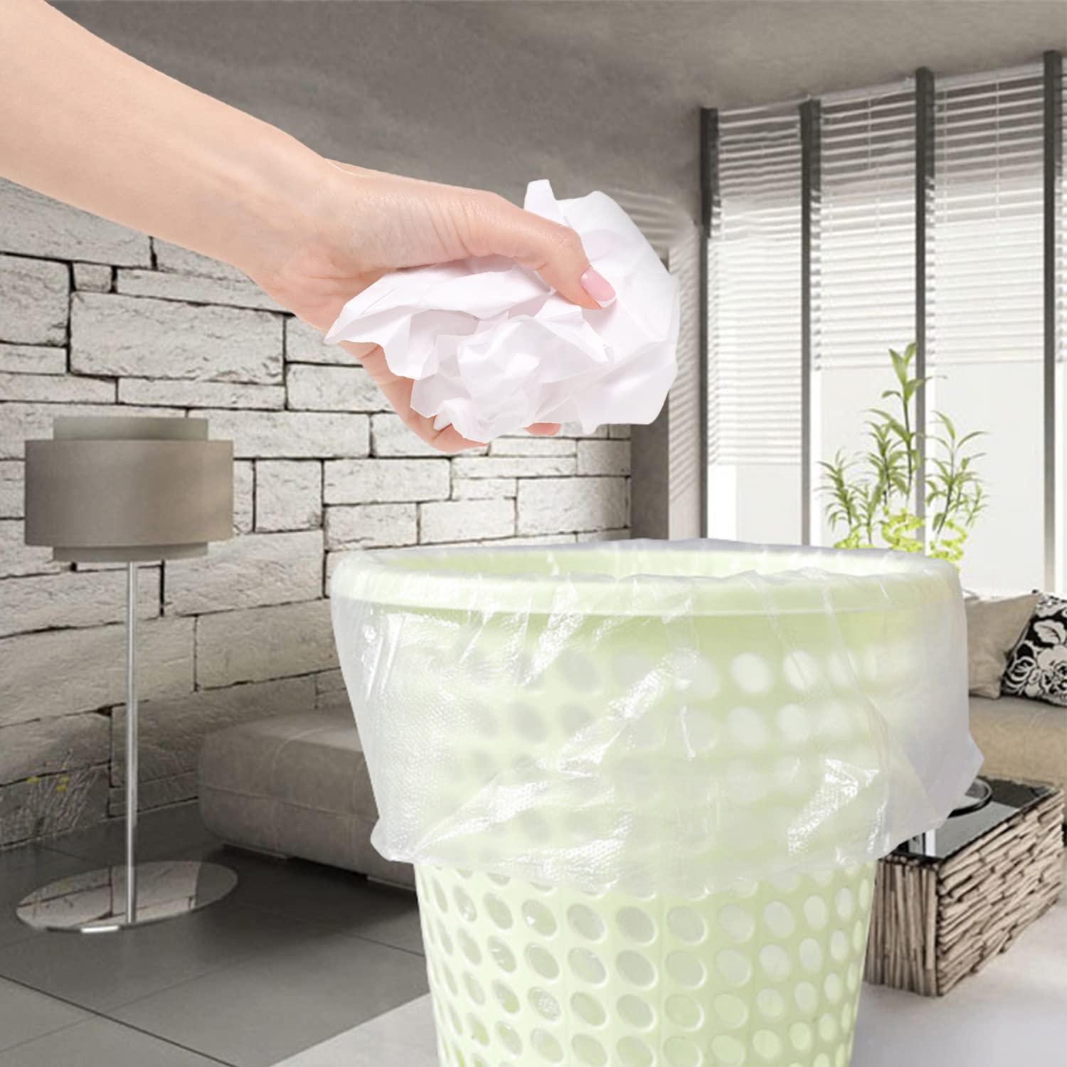 Waikas 4 Gallon Small Trash Bags - 100 Count White Plastic Garbage Bags for Bathroom, Bedroom, Living Room & Car Mini Trash Cans | Perfect for Office, Kitchen, RV & Travel Use