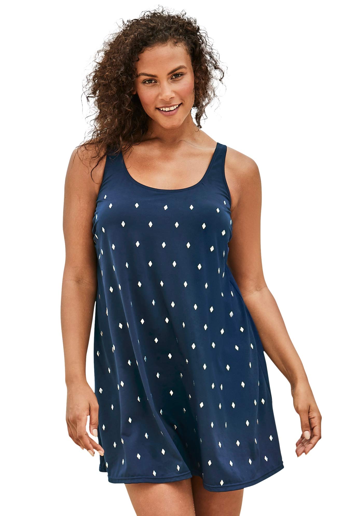 Plus Size Studded Trapeze Swim Dress for Women - Stylish One-Piece Bathing Suit for Beach, Pool & Vacation | Swimsuits For All