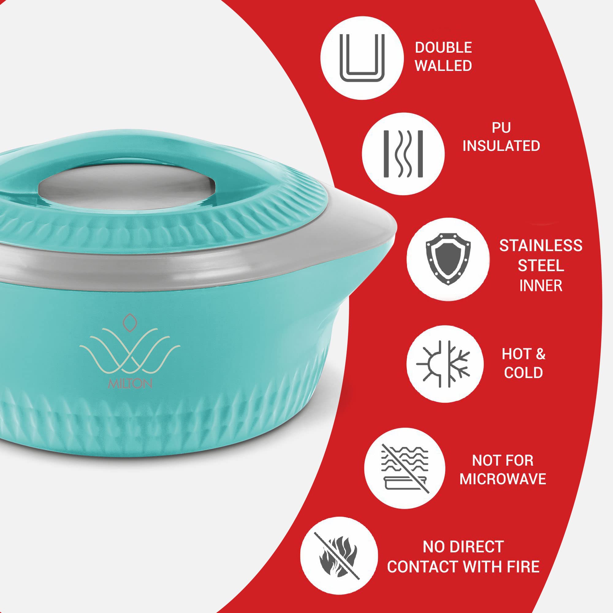 MILTON Royal 1000 Double Wall Stainless Steel Insulated Casserole - 830ml Blue | Keeps Food Hot & Fresh for 8-10 Hours | Perfect for Roti, Biryani, Curries & Indian Cuisine | Ideal for Picnics, Parties & Family Gatherings