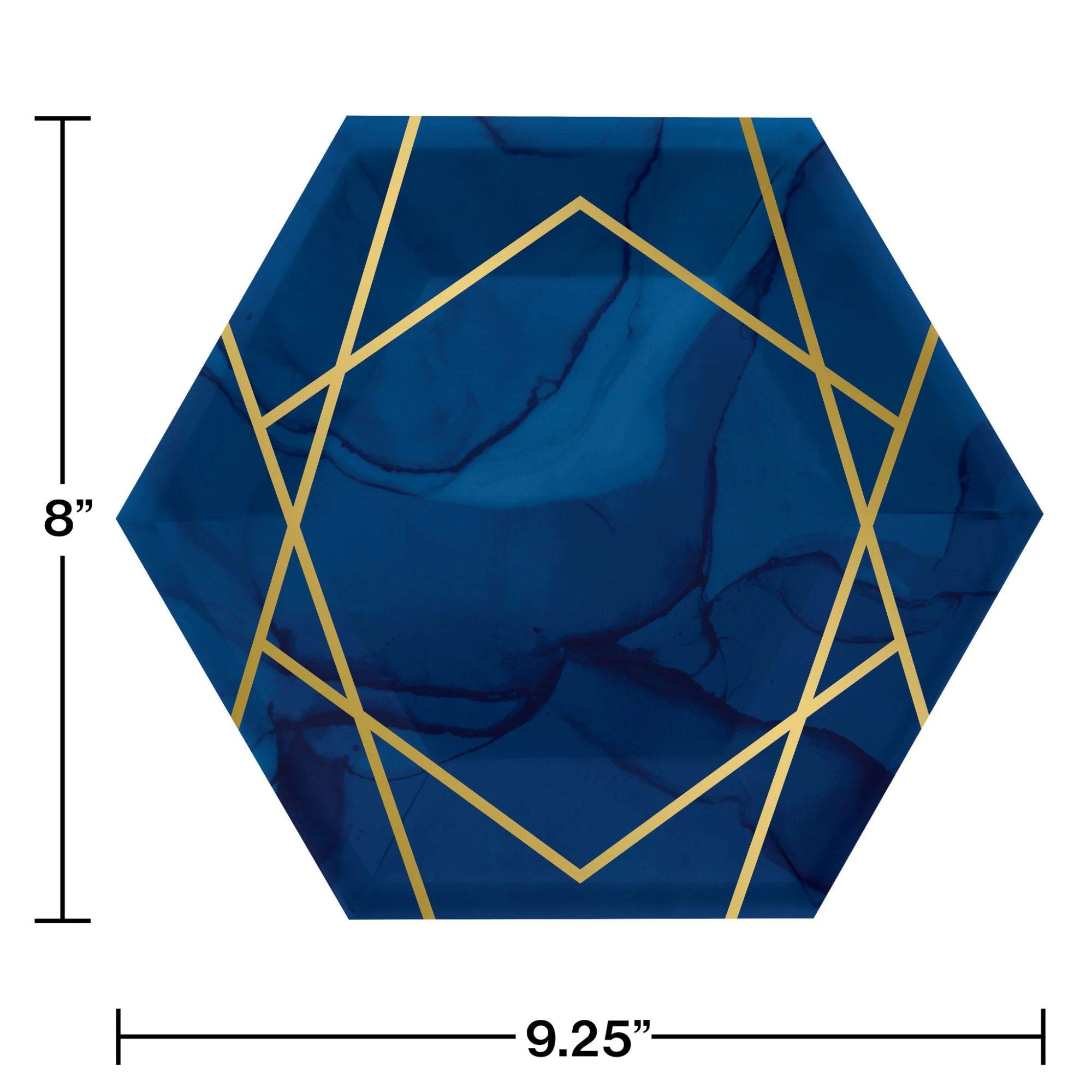 96-Pack Navy Blue & Gold Geode Disposable Paper Plates 9.25 Inch - Elegant Party Dinnerware for Weddings, Birthdays & Special Events