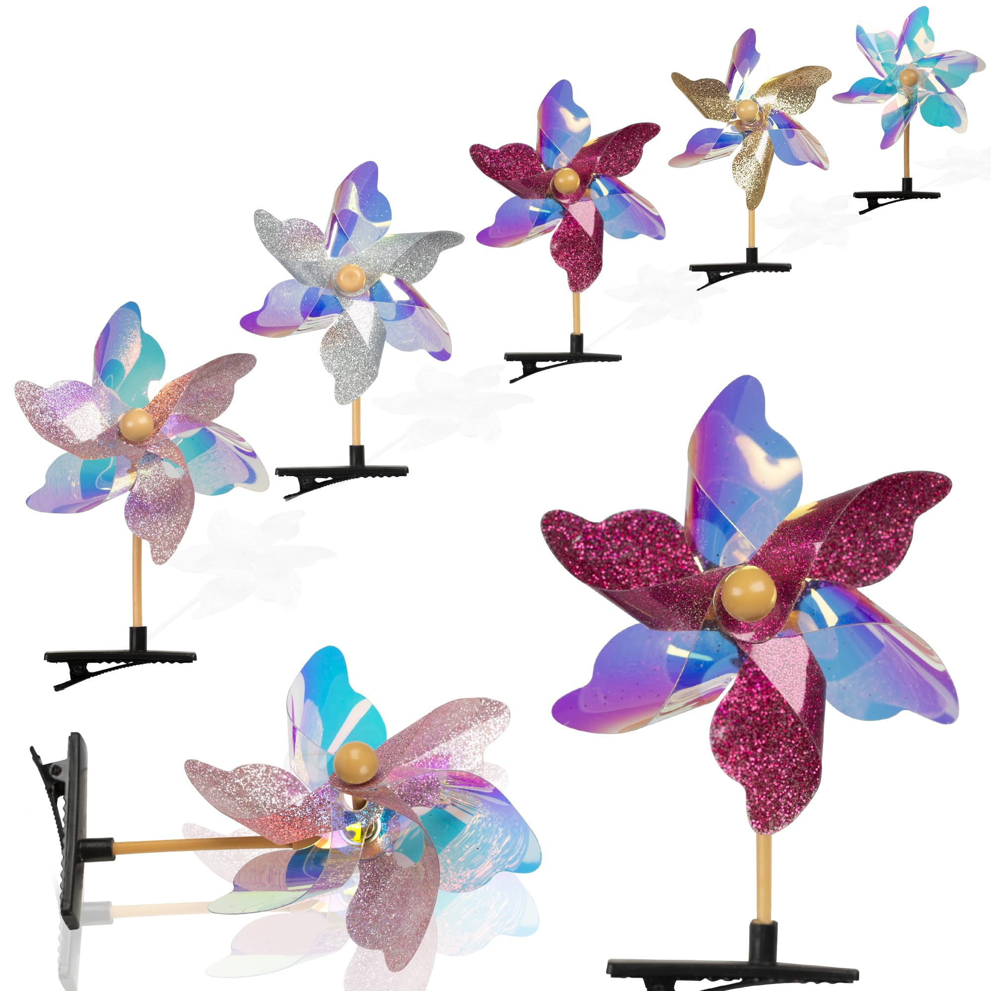 30PCS Sequin Pinwheel Hair Clips for Girls - Cute Windmill Hair Barrettes with Spinning Alligator Clips - Perfect for Parties, School, and Everyday Hair Styling Accessories