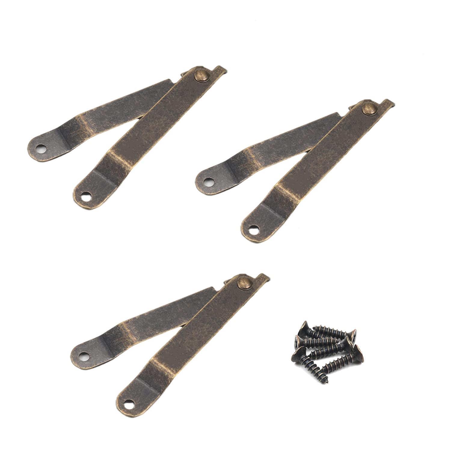 Yinpecly 10Pcs Bronze Folding Lid Support Hinges - Heavy Duty Cabinet Hinges for Lift Up Furniture, Cupboard & Display Box - Perfect for Kitchen Cabinets, Jewelry Boxes & Wooden Chests