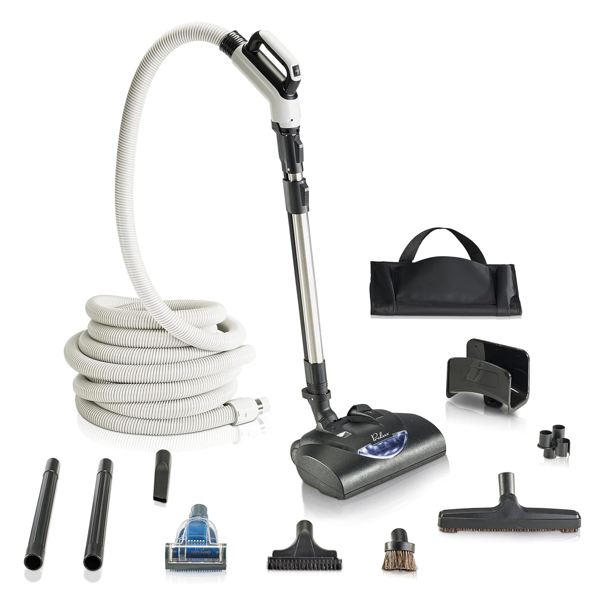 Premium 35ft Universal Central Vacuum Hose Kit with Wessel Werk Power Nozzle - Pigtail Connection for Prolux Systems - Ideal for Whole-House Cleaning, Pet Hair Removal & Hard Floor Maintenance