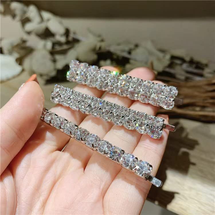 6PCS Silver Rhinestone Hair Clips for Women - Sparkly Bling Hair Barrettes & Hairpins - Luxury Hair Accessories for Wedding, Party & Everyday Use - Perfect for Bridal, Prom & Special Occasions