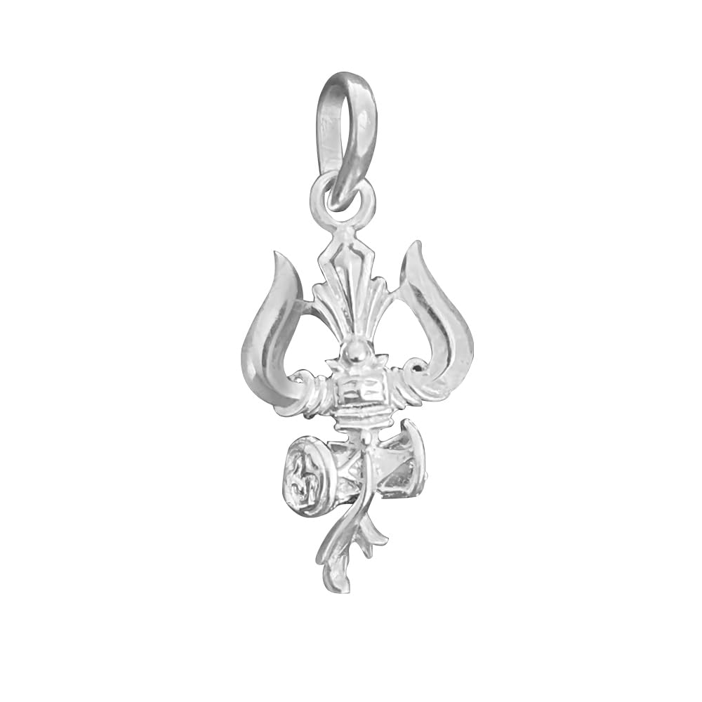 Pure Sterling Silver Shiva Trishul Pendant Necklace (2.6g) - Spiritual Jewelry for Meditation, Yoga & Hindu Devotees