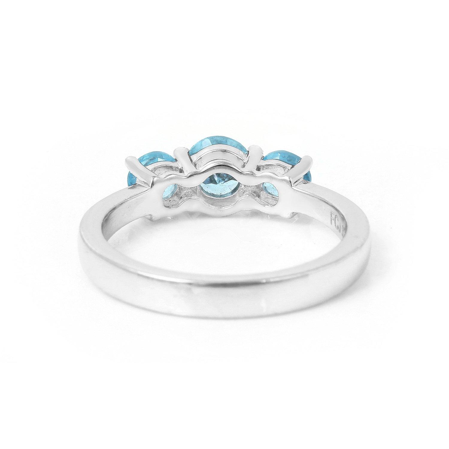 Natural Blue Paraiba Apatite Three Stone Ring - Elegant Gemstone Jewelry for Women | Perfect for Weddings, Anniversaries & Special Occasions