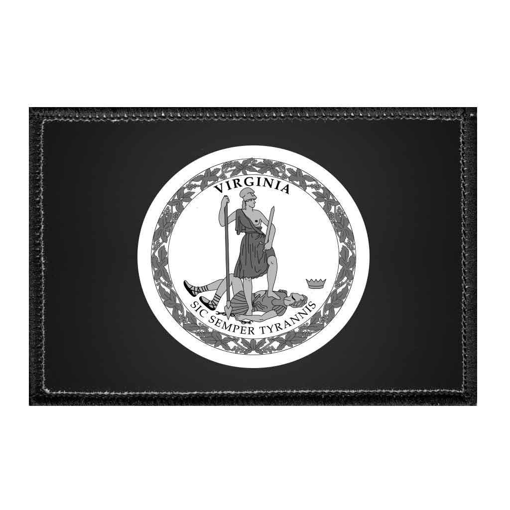 Virginia State Flag Patch - Black & White 2x3 Inch Hook and Loop Backing for Hats, Jackets, Vests & Bags | Durable Embroidered Iron-On Applique for DIY, Military, Cosplay & Outdoor Activities