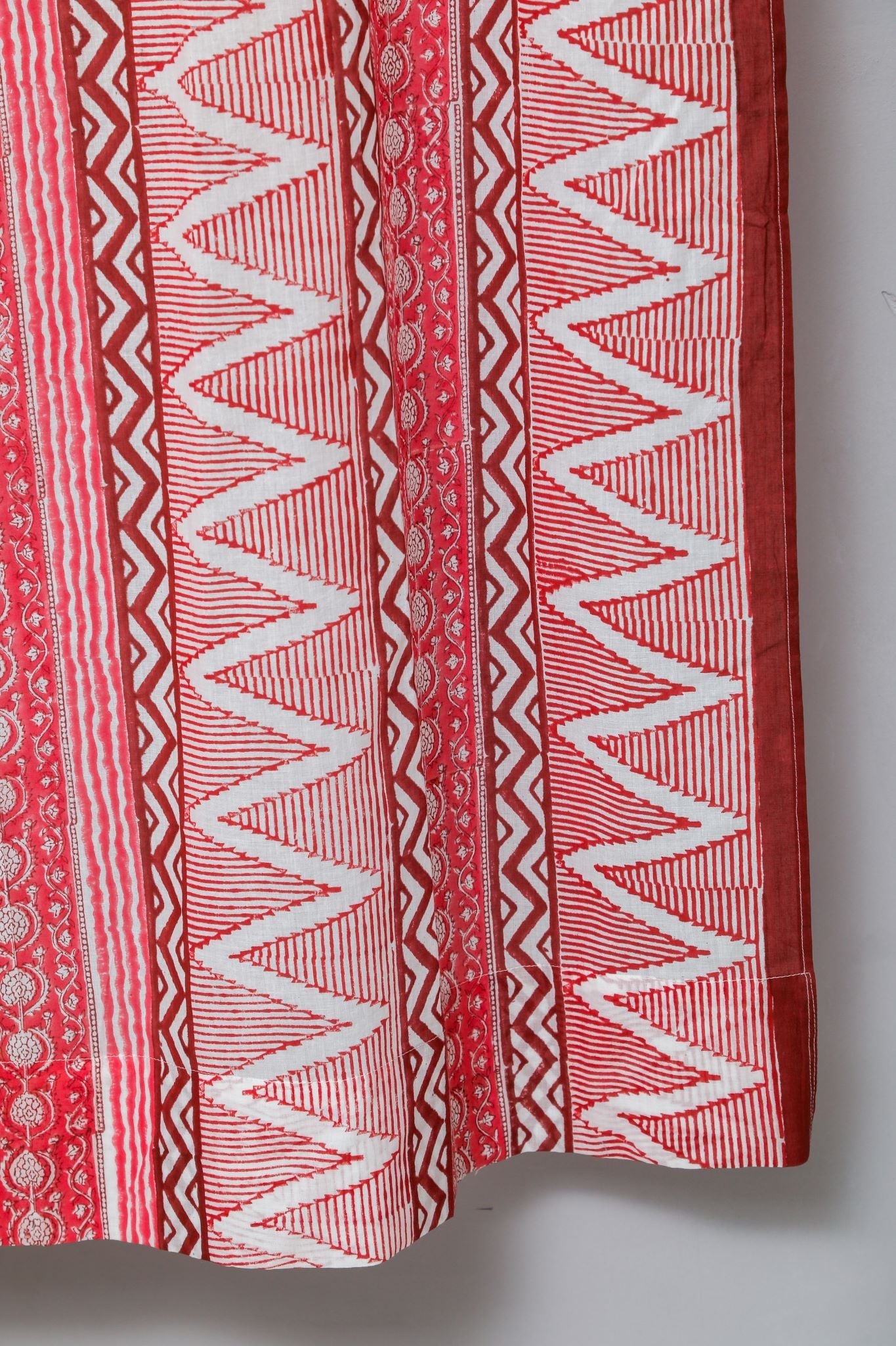 Handblock Printed Cotton Door Curtain - Geometric Romance Design by SootiSyahi | Boho Chic Home Decor for Living Room, Bedroom & Entryway