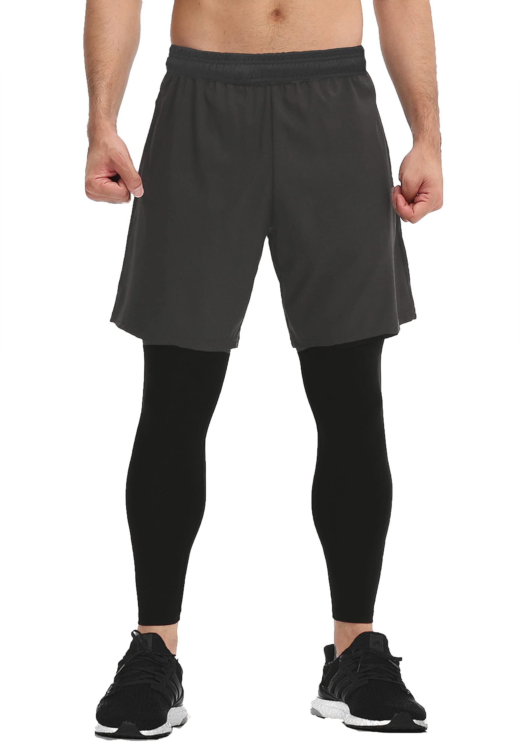 Queerier Men's 2-in-1 Running Shorts with Pockets - Gym Compression Tights & Sweatpants for Workout, Training & Jogging | Moisture-Wicking & Breathable Athletic Wear for Men