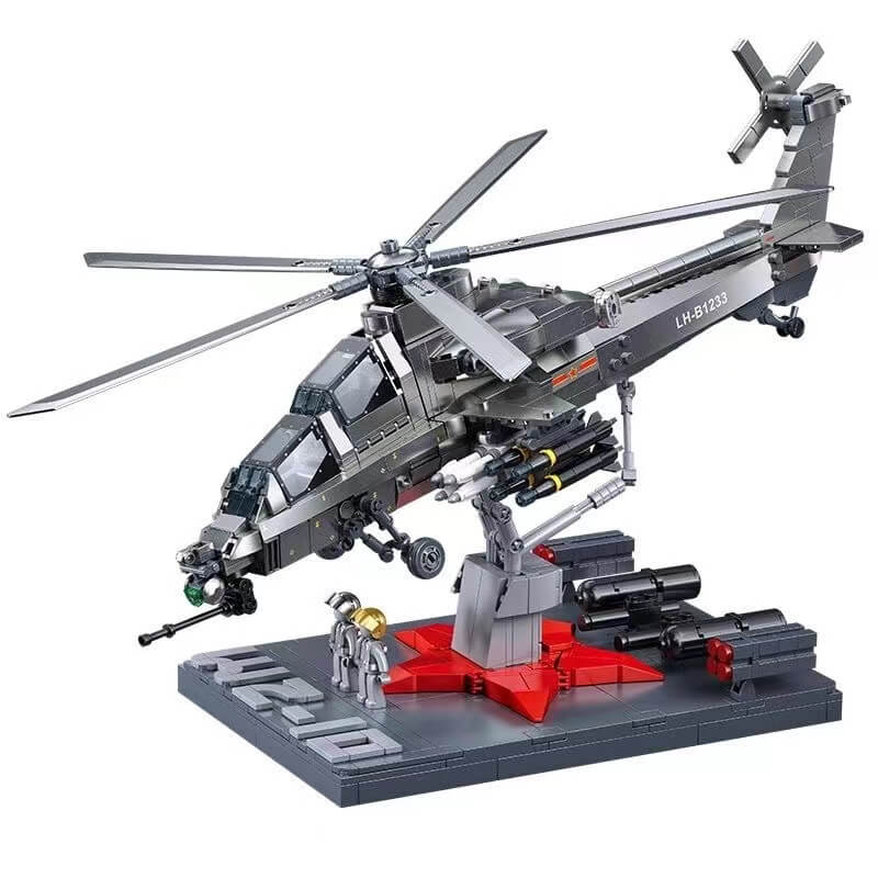 Sluban WZ 10S Armed Helicopter Building Blocks Set with Metallic Paint Coating - Military Toy for Kids & Collectors | Perfect for Role Play, Display & Gift Giving