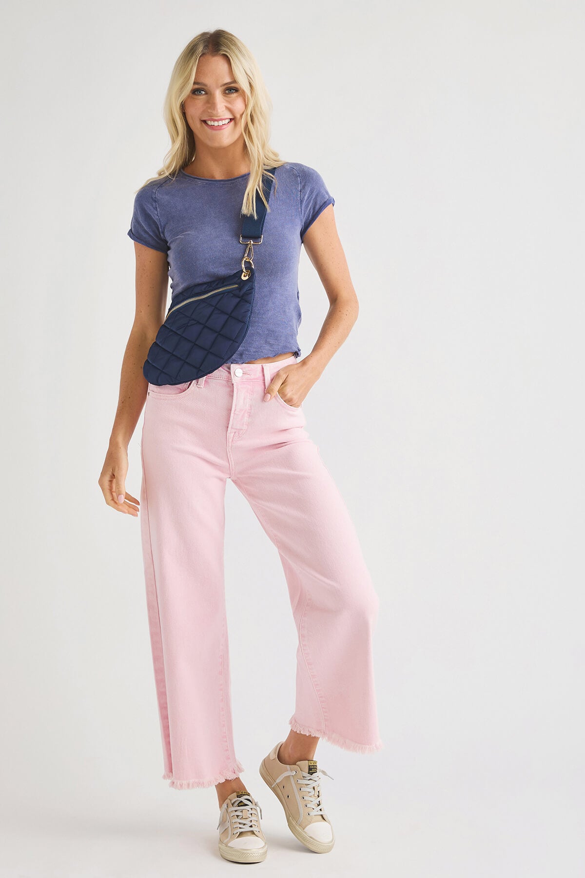 Risen Marlo Wide Leg Crop Jeans for Women - High Waist Distressed Denim Pants - Casual & Trendy Outfit for Streetwear, Date Night, and Everyday Wear