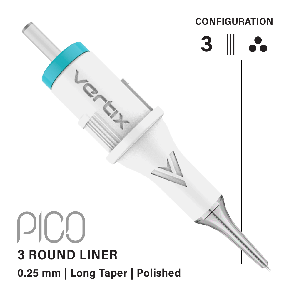 Vertix Pico Round Liner Tattoo Machine - Professional Rotary Tattoo Pen for Artists | Perfect for Fine Lines, Detail Work & Small Tattoos | Home Studio & Professional Use