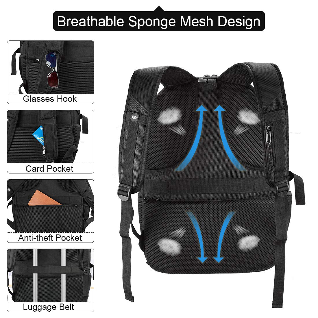 NEWHEY 17.3 Inch Waterproof Laptop Backpack for Men - USB Charging Port, Business Travel & School Backpack, Large Anti-Theft Work Bag for 17-17.3 Inch Notebooks - Perfect for Commuting, Office & College Use