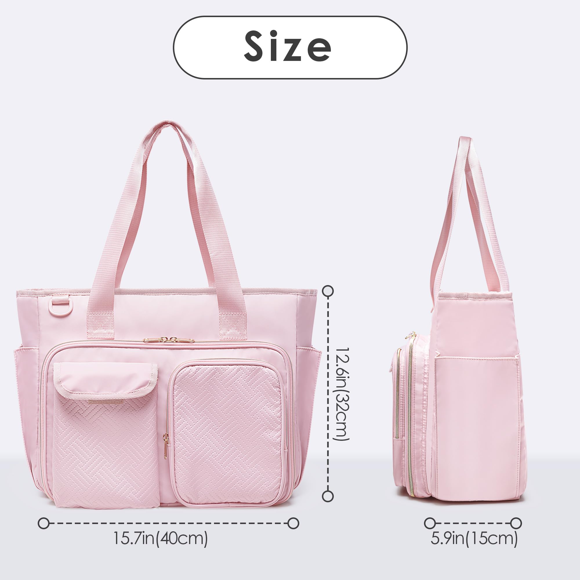 Fasrom Teacher Tote Bag with Laptop Compartment - Women's Work Bag for Teaching Supplies & School Essentials - Pink Patent Leather Design - Perfect for Classroom, Office & Teacher Appreciation Gifts